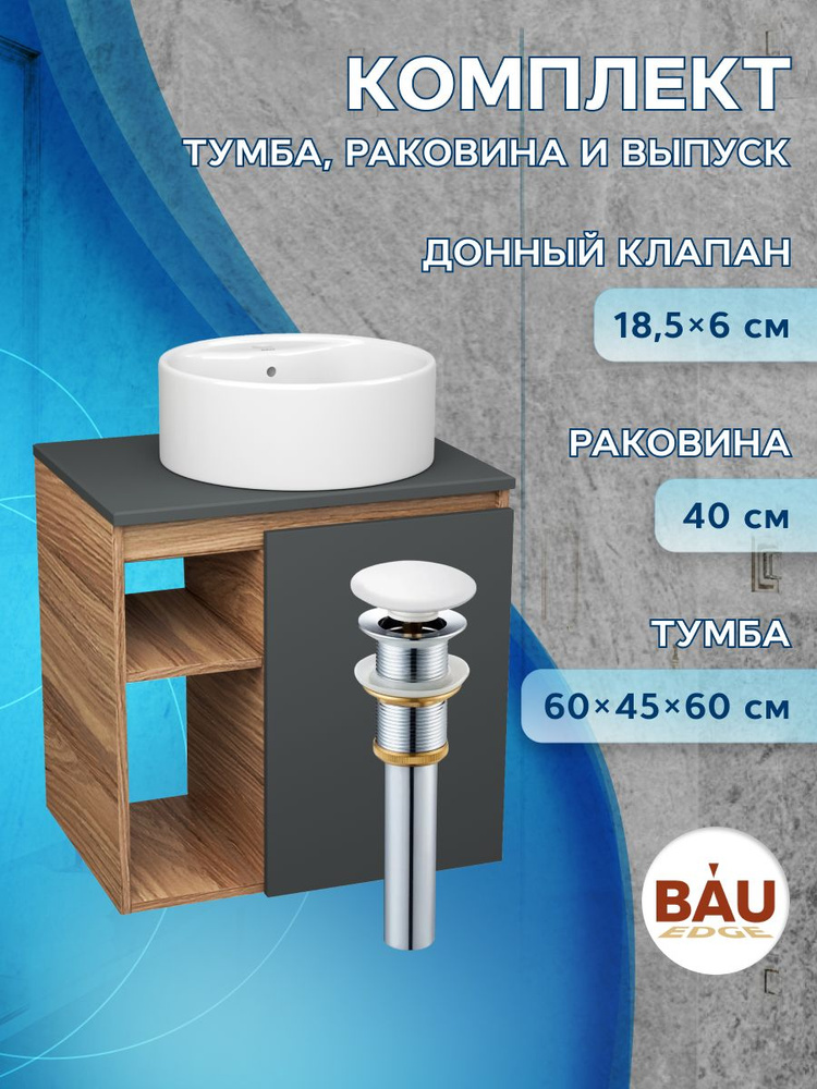 BAUEDGE Тумба с раковиной,, 60х45х60 см #1