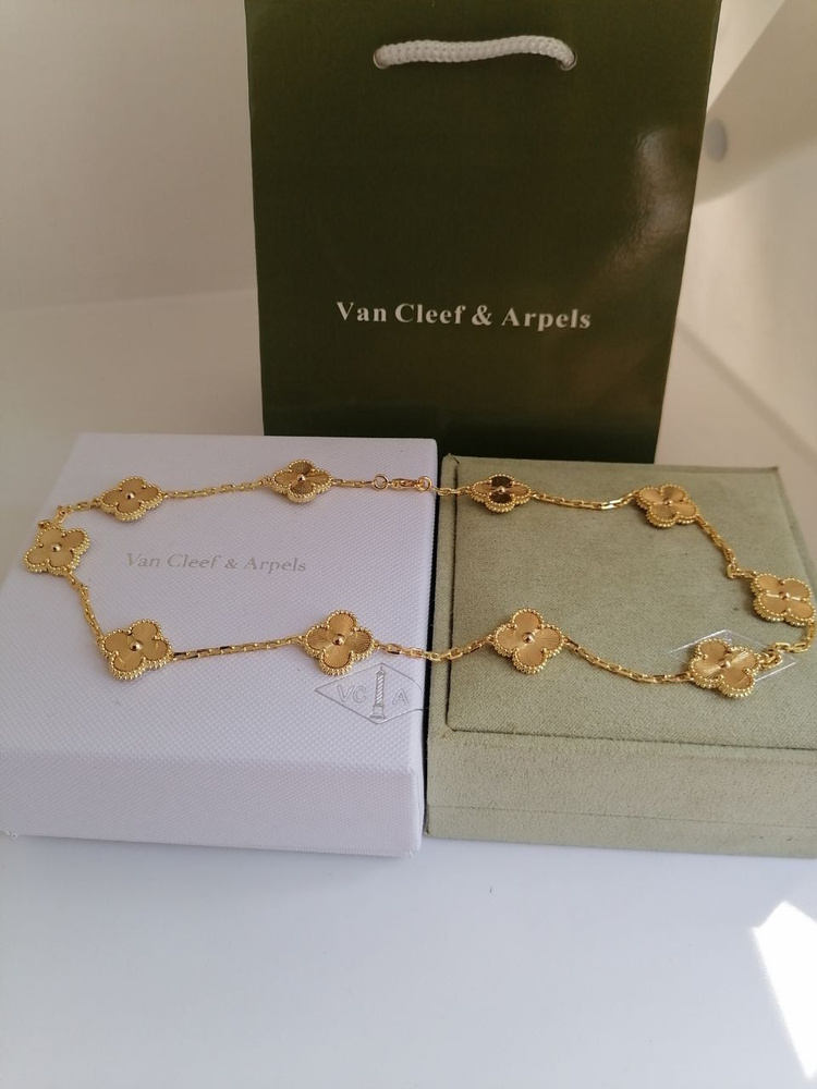 Колье в образе Van Cleef & Arpels мотив Alhambra клевер под золото в фирменной упаковке  #1