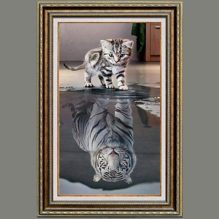 Алмазная мозаика /картина стразами "Котенок-тигр", 30х40 полная выкладка, без подрамника  #1