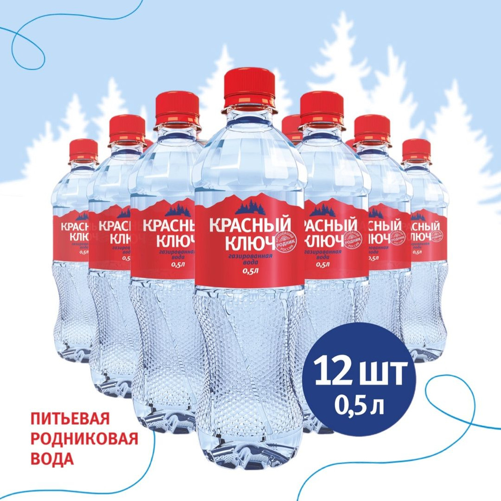 Вода Красный ключ, питьевая газированная, 12 шт по 0,5 л #1