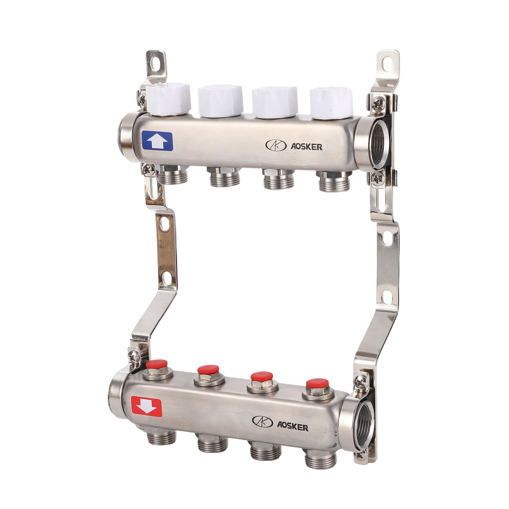Коллектор для отопления 1"х3/4" на 5 контуров без расходомеров AOSKER из нержавеющей стали  #1