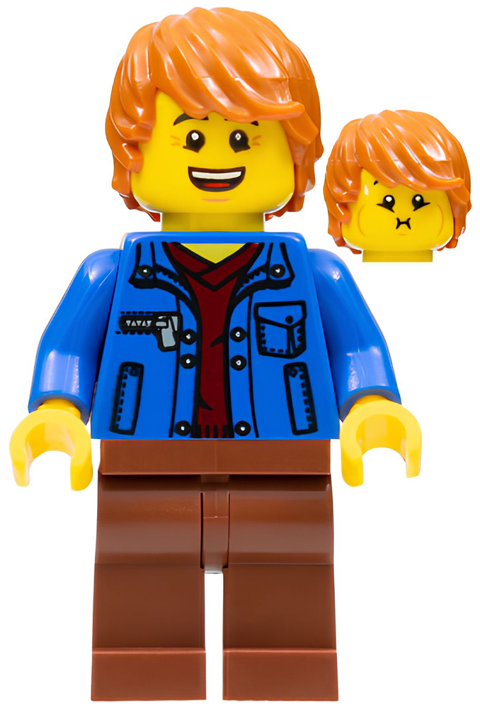 Минифигурка Lego Male with Blue Jacket over Dark Red V-Neck Sweater and Reddish Brown Legs twn378 U  #1