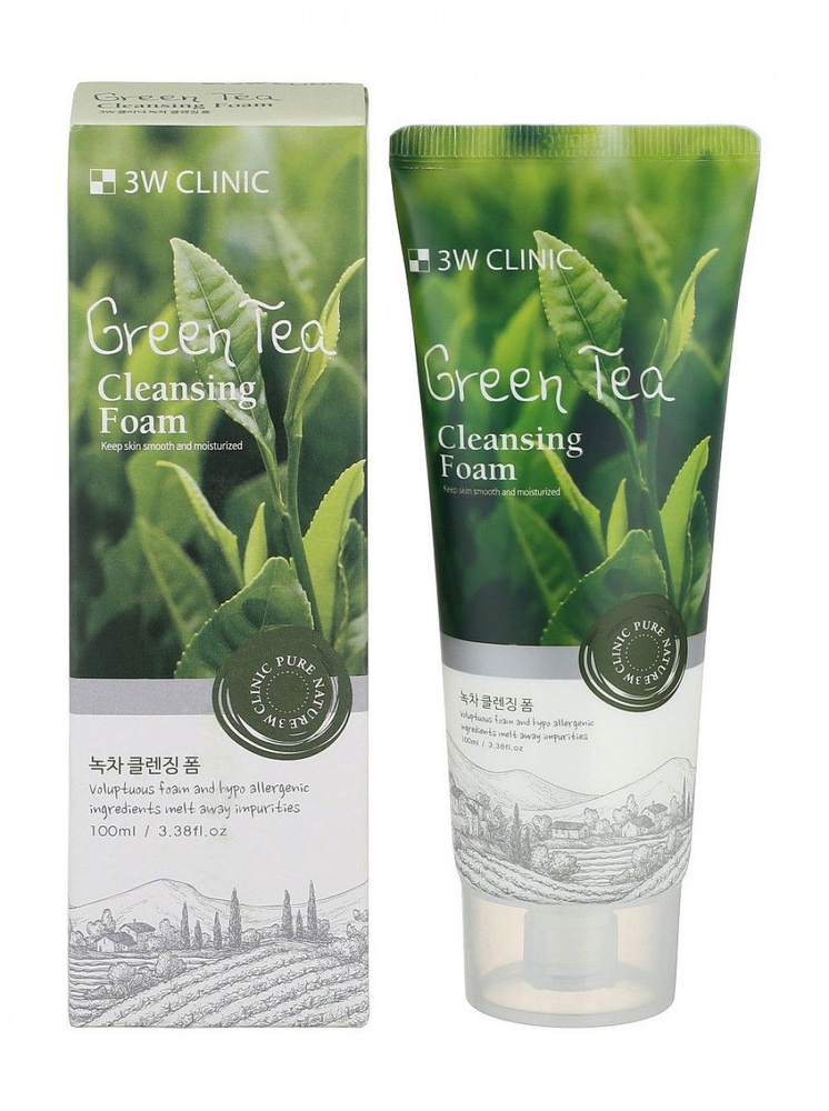 Очищающая пенка для умывания с зеленым чаем 3W Clinic Green Tea Foam Cleansing 100ml  #1