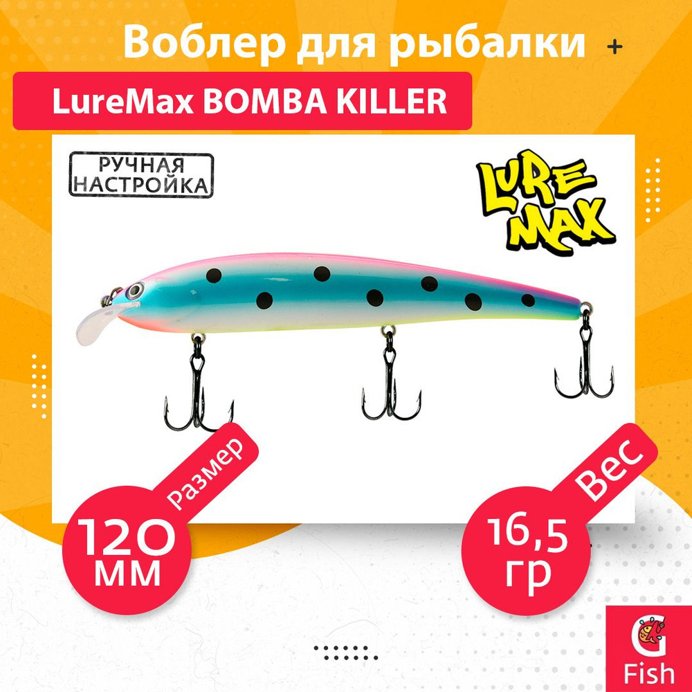 Воблер для рыбалки LureMax BOMBA KILLER 120FDR-140 16,5 г., для троллинга (судак, щука)  #1