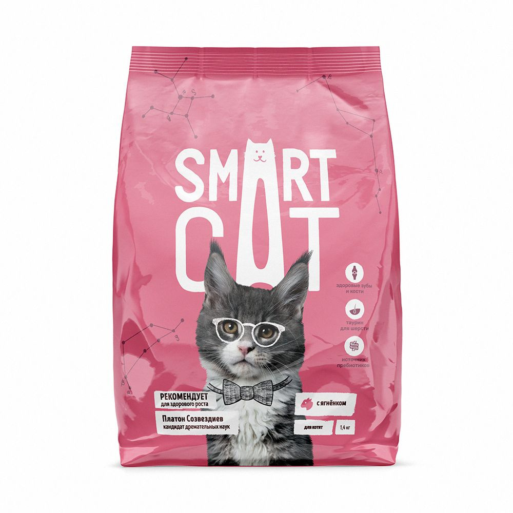 Smart Cat (Смарт Кэт) сухой корм для котят с ягненком , 1,4кг #1