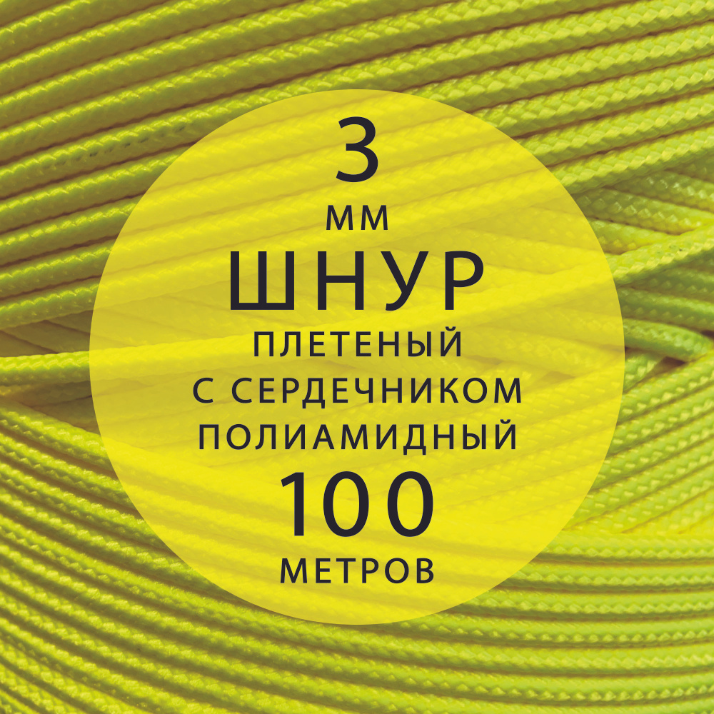 Высокопрочный плетеный шнур с сердечником капроновый полиамидный 3 мм - 100 м  #1