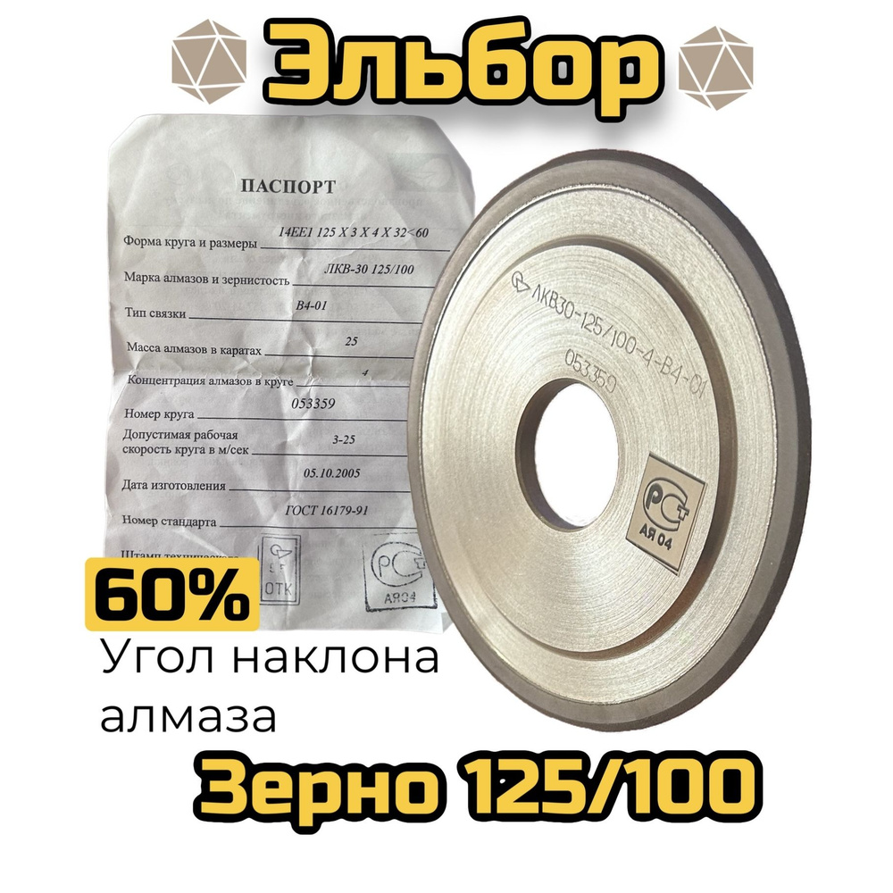 Диск, круг заточной, алмазный 125х3х4х32мм 125/100 B4-01 #1