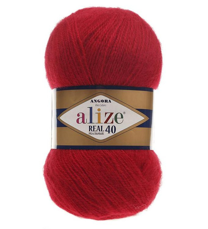 Пряжа ALIZE ANGORA REAL 40 (56-красный) 2 мотка #1