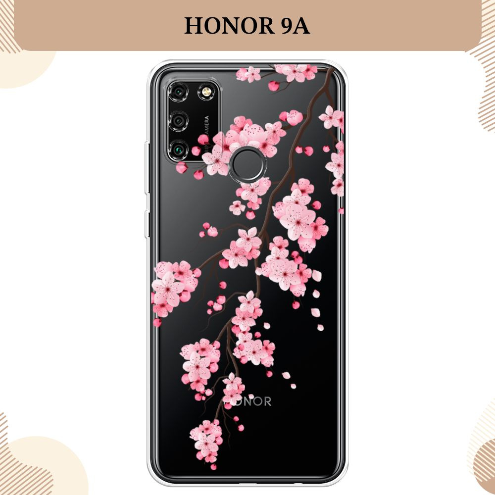 Силиконовый чехол на Honor 9A / Хонор 9А, Одинокая ветка сакуры, прозрачный  #1