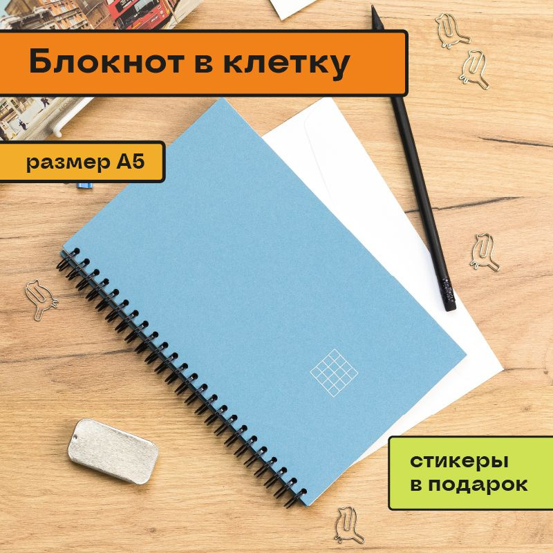 Блокнот для записей Помидор, в клетку, на пружине сбоку синий, А5 130х210 мм, 40 листов  #1