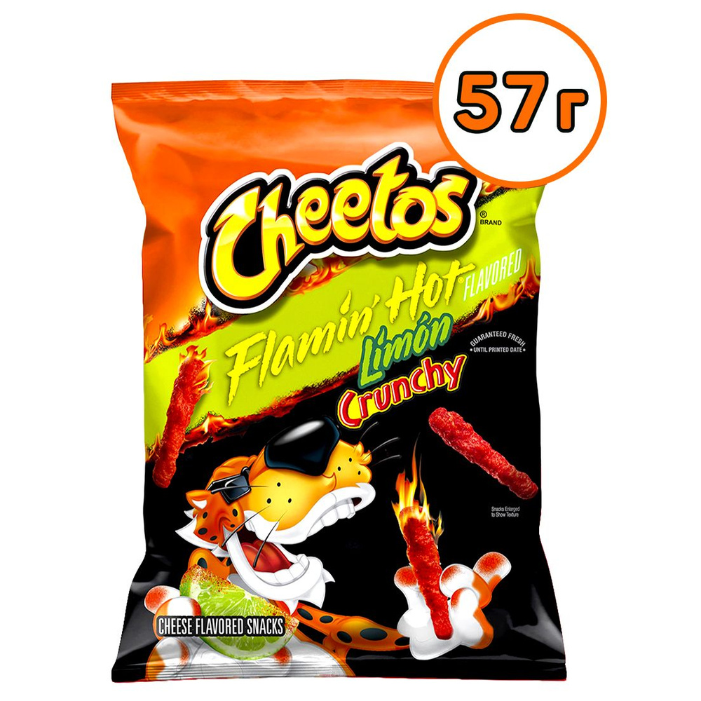 Кукурузные чипсы Cheetos Crunchy Flamin' Hot Limon Острые 1 шт 56.7 г. США  #1