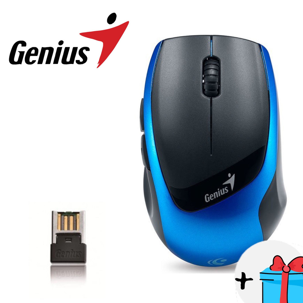 Беспроводная Мышь Genius DX-7100, оптическая, беспроводная, USB, черный и синий  #1