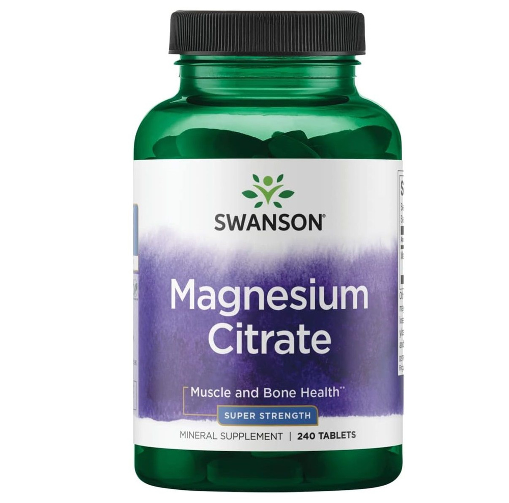 Swanson, Magnesium Citrate - Super Strength, Магний цитрат для нервной системы, мышц, костей, сердца #1