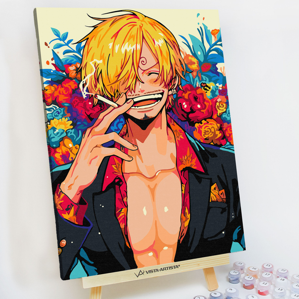 Картина по номерам, холст на подрамнике - Санджи - One Piece - Ван Пис Аниме манга 30х40см.  #1