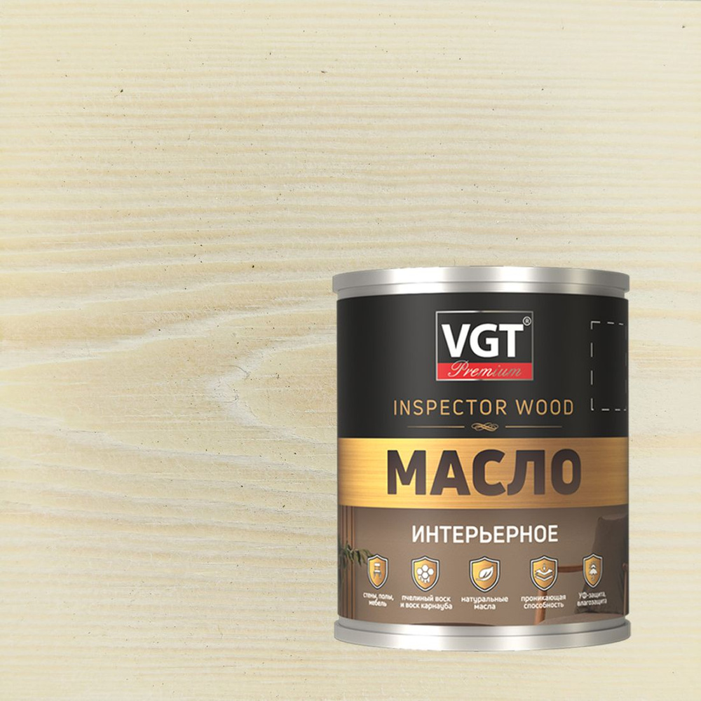 Масло интерьерное VGT Premium Inspector Wood (1,8л) белый ясень #1