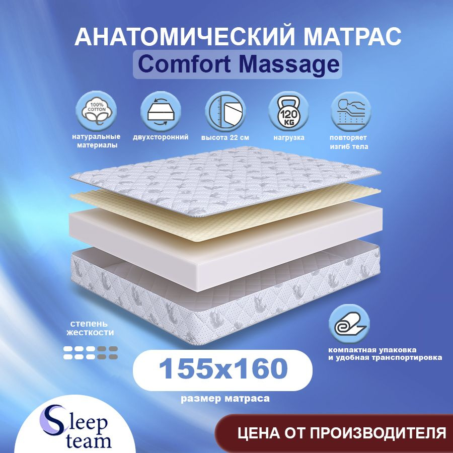 Sleepteam Матрас Comfort Massage, Беспружинный, 155х160 см #1