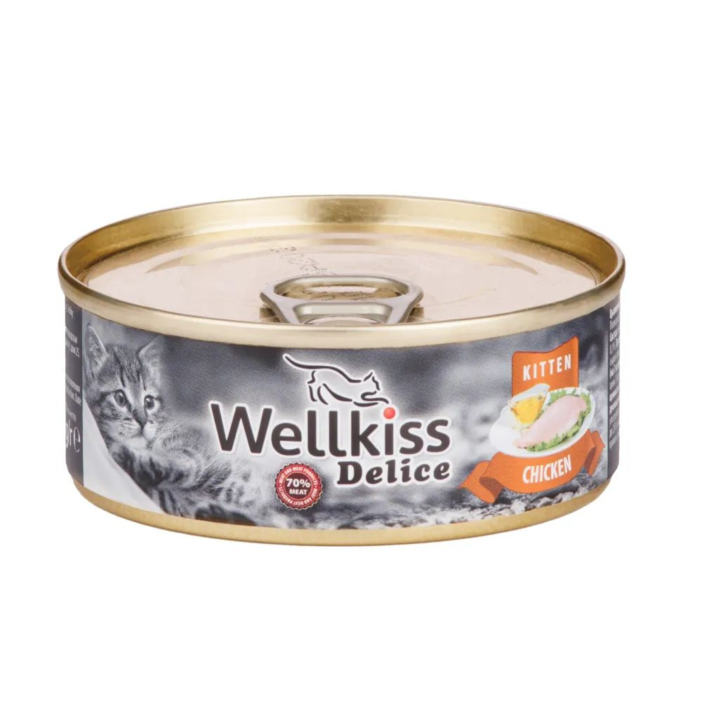 Wellkiss Delice Влажный корм (консервы) для котят, с цыпленком, 100 гр.  #1