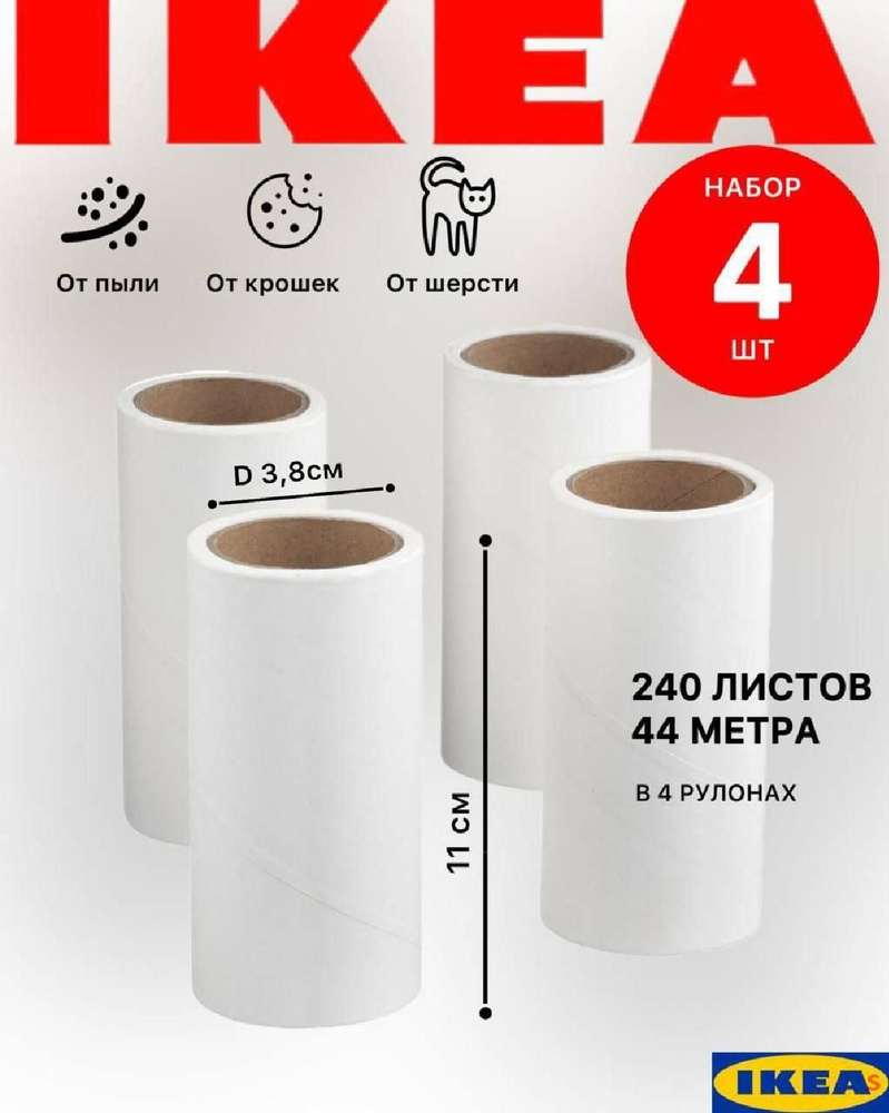 IKEA Ролик-щетка для снятия ворсинок 4 шт #1