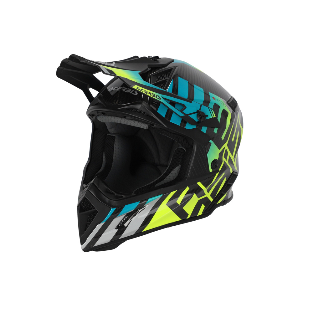 Мотошлем кроссовый взрослый Acerbis STEEL CARBON 22-06 Light Blue/Fluo Yellow, XL  #1