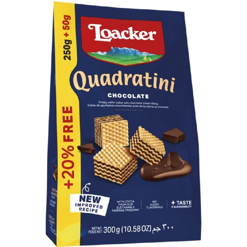 Вафли LOACKER QUADRATINI Шоколад (250г+20%) 300г #1