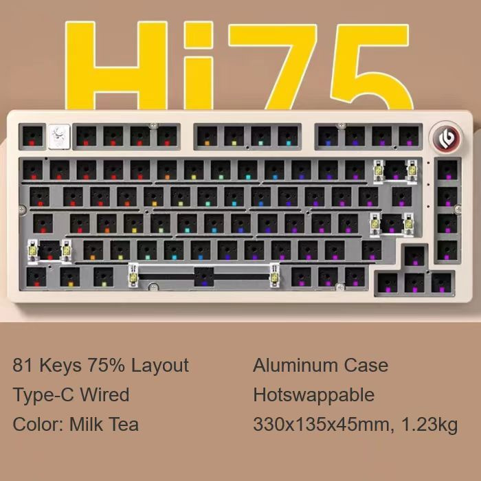 LEOBOG Игровая клавиатура проводная Hi75 DIY Kit, Milk Tea, Wired, Aluminium, светло-коричневый  #1