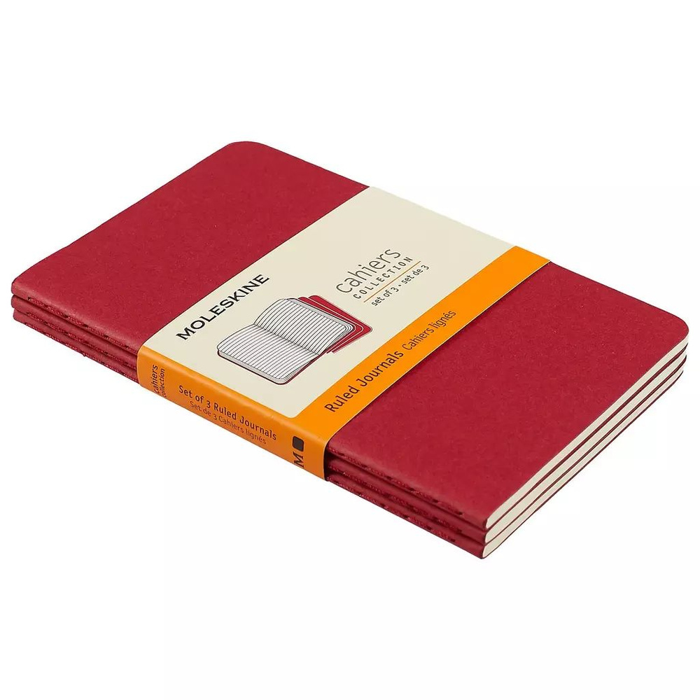 Набор из 3-х блокнотов в линейку Moleskine CAHIER JOURNAL (CH111) 9х14см, клюквенный (3шт)  #1