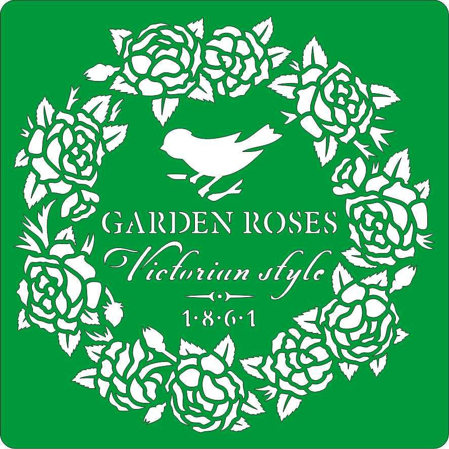 Трафарет на клеевой основе Garden roses, 15*15 см #1