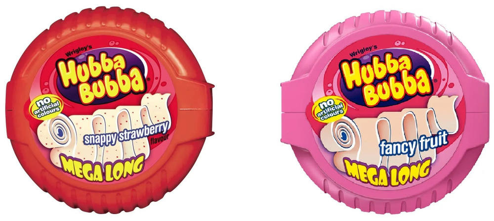 Набор жевательных резинок Hubba Bubba: Snappy Strawberry, Bubble Tape Fancy Fruit по 56 г  #1