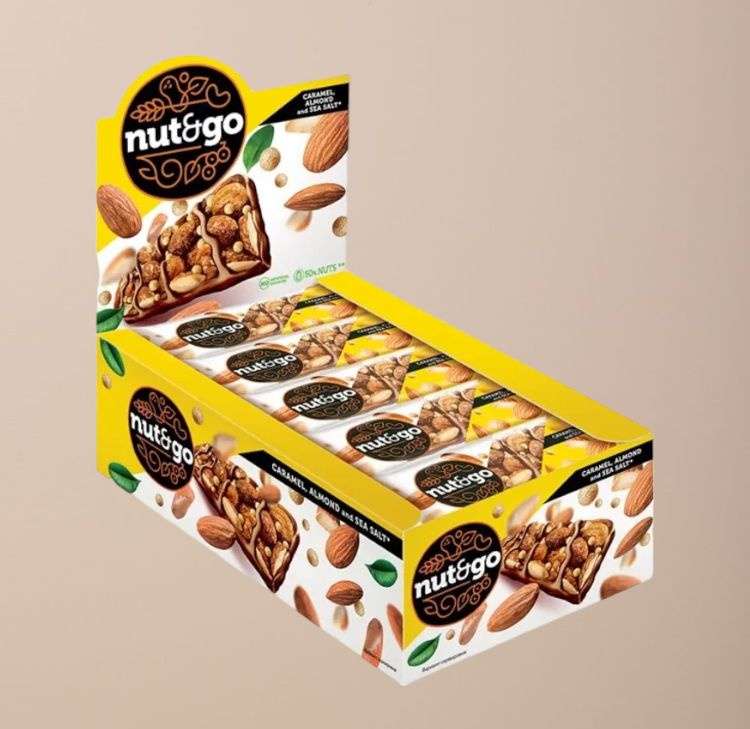 Батончик "Nut and Go" миндальный, 18 штук по 34 г #1