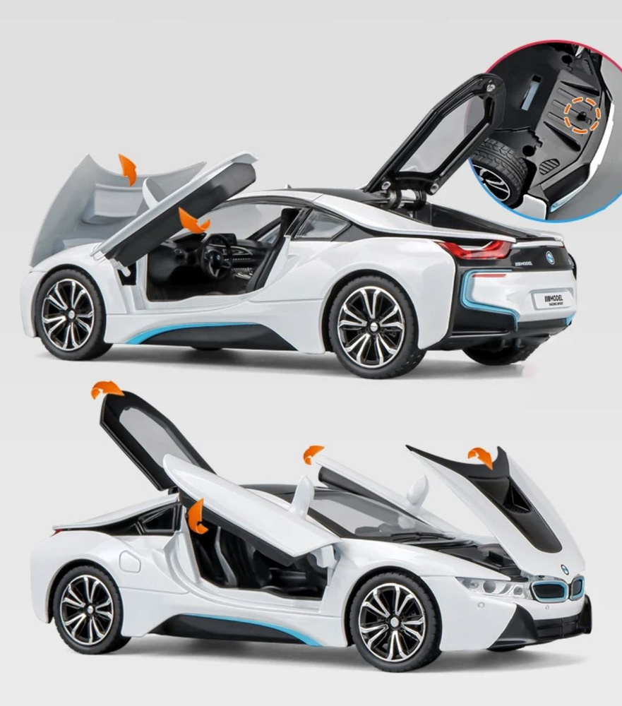 Коллекционная масштабная модель BMW i8 COUPE 1:32 (металл,свет,звук)  #1