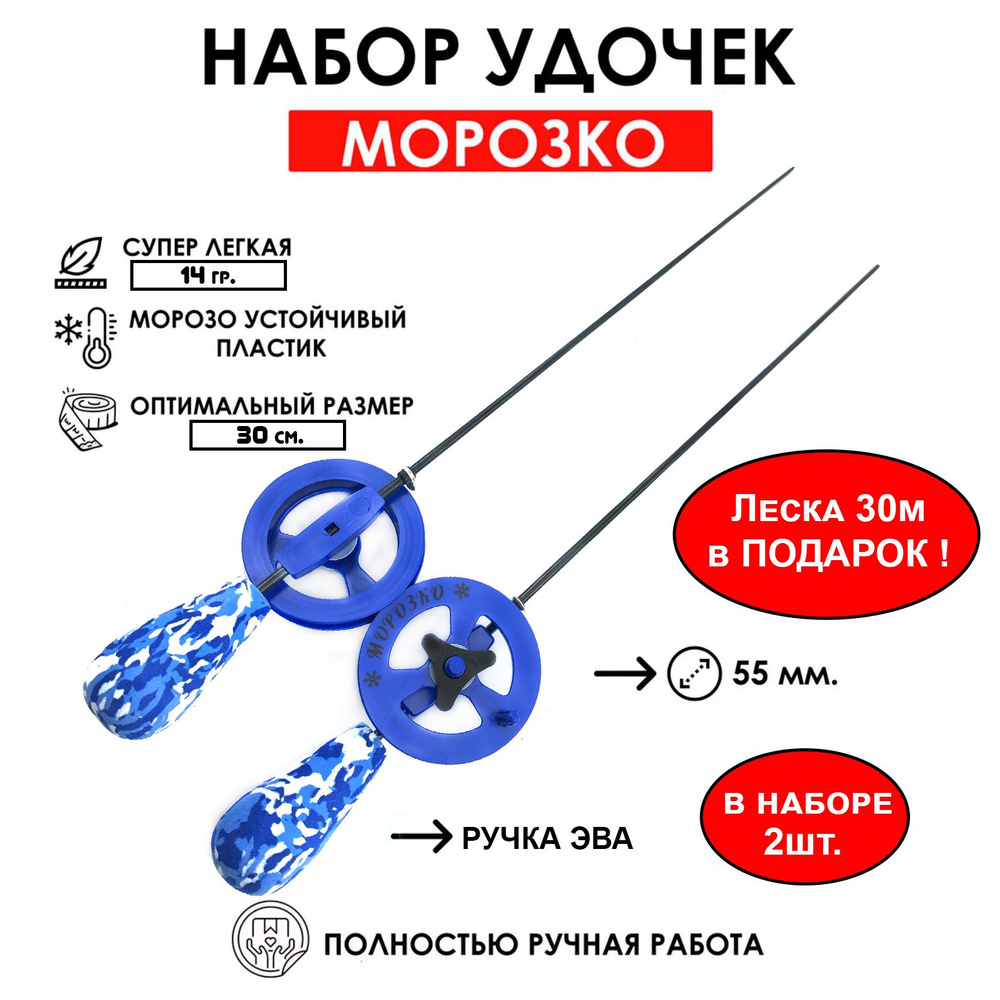 Набор зимних удочек МОРОЗКО (2 шт) ручка капелька ЭВА #1