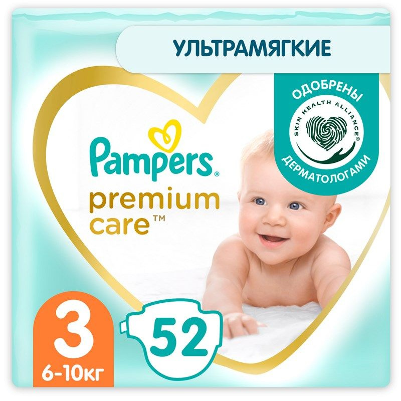 Подгузники Pampers Premium Care midi 6-10кг, 52шт #1