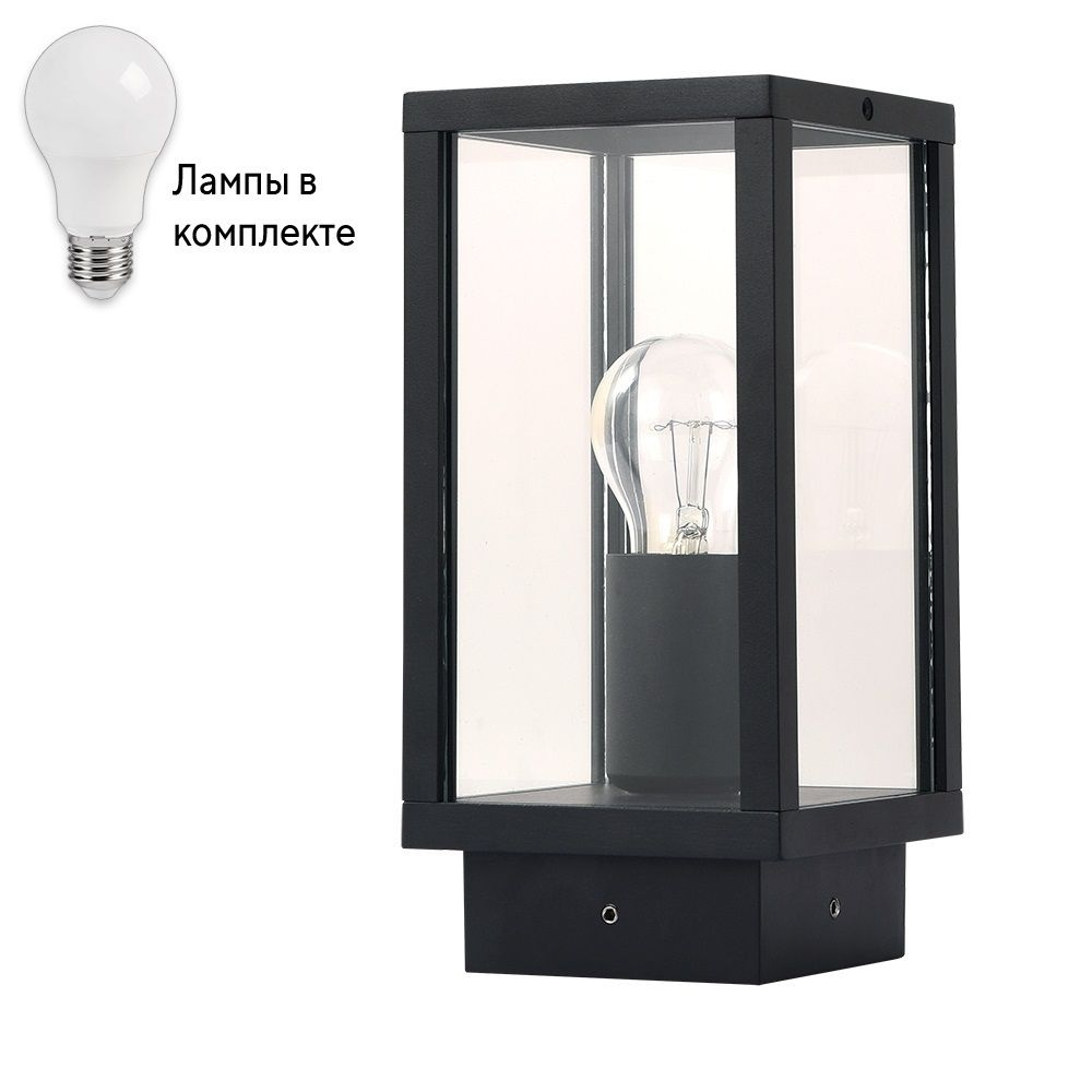 Уличный ландшафтный фонарь с лампочкой Arte lamp A1631FN-1BK+Lamps #1