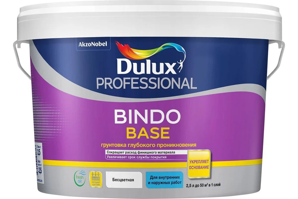 Грунтовка DULUX Bindo Base (9 л) КОНЦЕНТРАТ 1:1 (18 л готового раствора), глубокого проникновения для #1