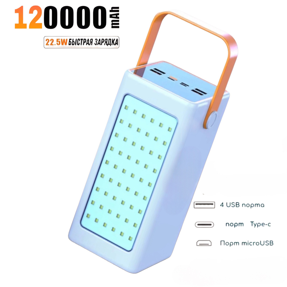 wirmon Внешний аккумулятор Power bank, 120000 мАч, белый #1