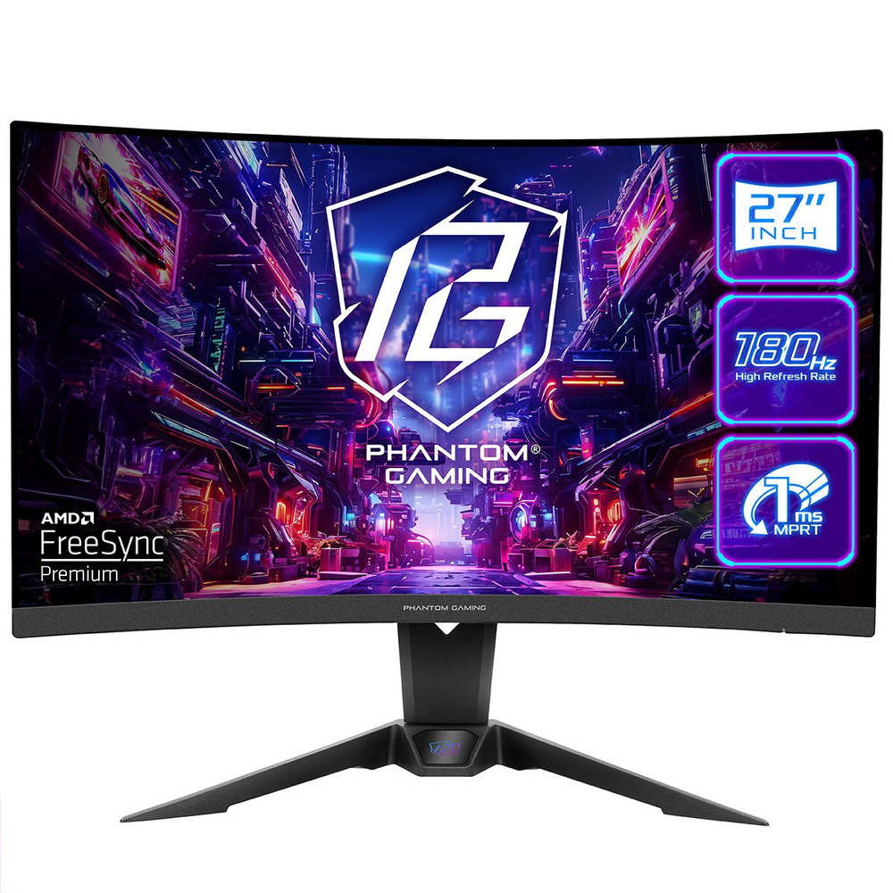 ASRock 27" Монитор PG27QRT2A, VA, 2560x1440, 180 Гц, черный #1