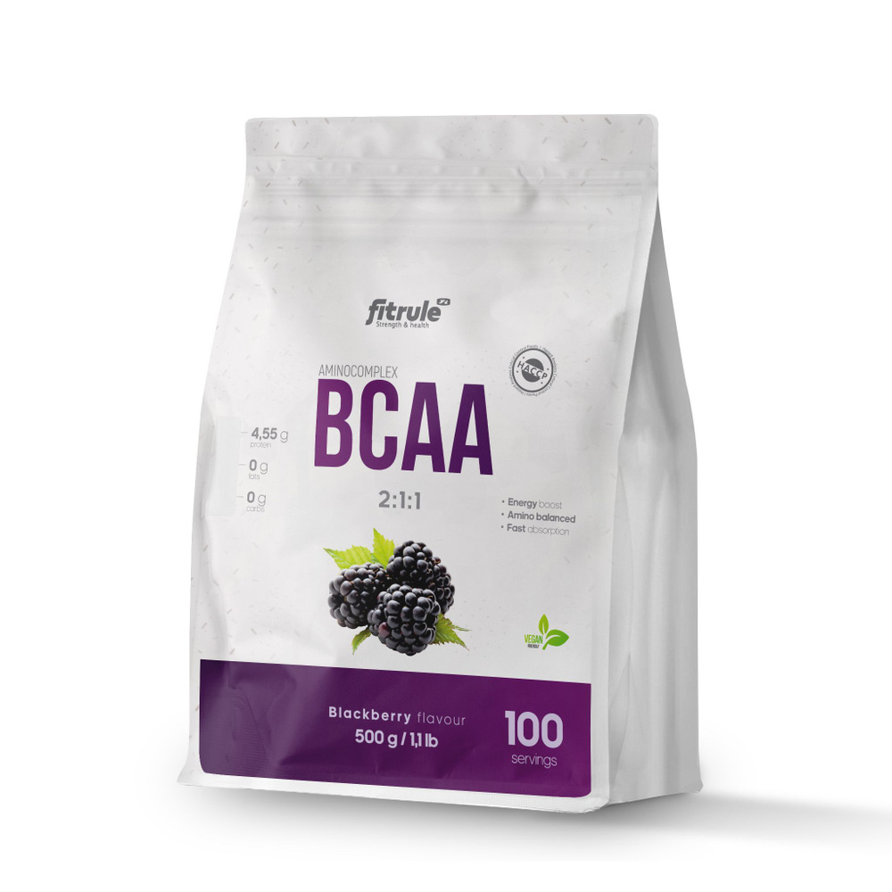 BCAA, FitRule, Смесь Аминокислот в порошке, 500 грамм, Ежевика #1