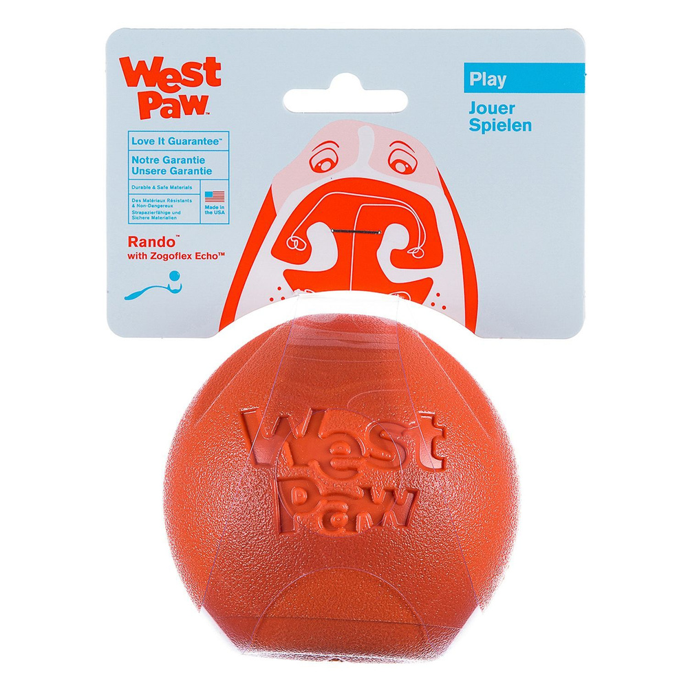 West Paw Zogoflex игрушка для собак мячик Rando 9 см оранжевый #1