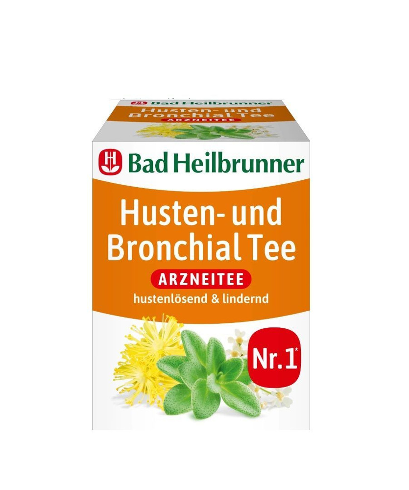 Bad Heilbrunner Чай лечебный, от кашля и бронхитов (8 пакетиков), 16 г / Arzneitee, Husten- & Bronchial #1