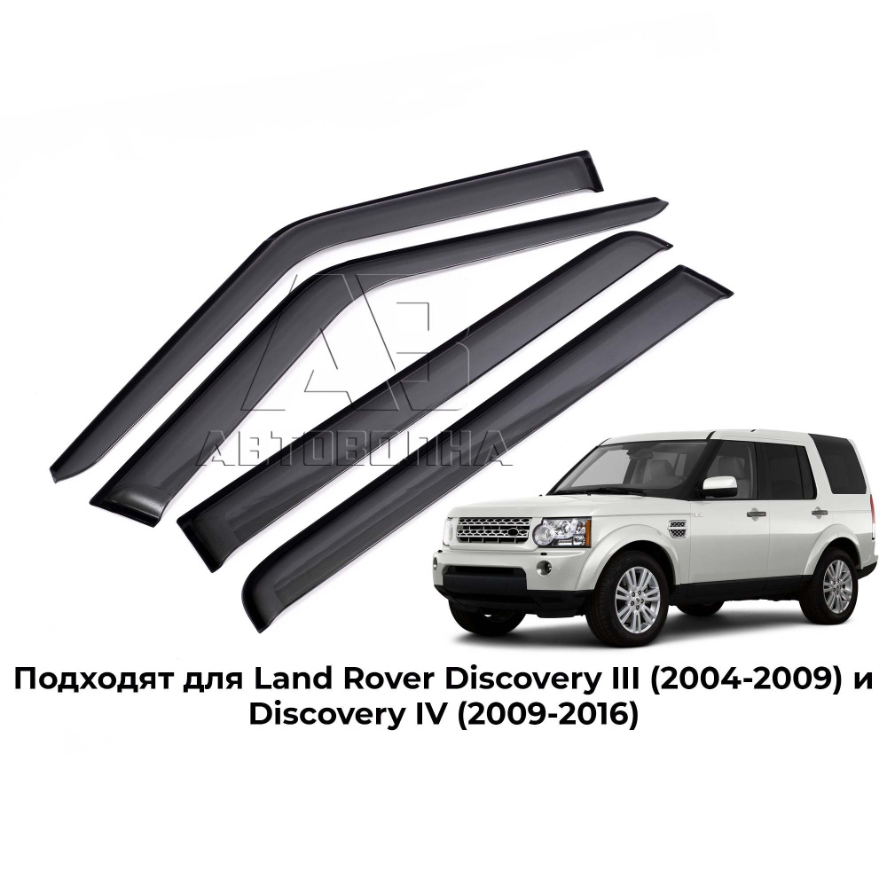 Дефлекторы боковых окон для Land Rover Discovery (Ленд Ровер Дискавери) 3 и 4 поколение 2004-2016, ветровики, #1