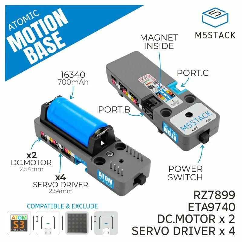 M5Stack Atomic Motion Base сервопривод постоянного тока с многоканальным сервоприводом STM32  #1