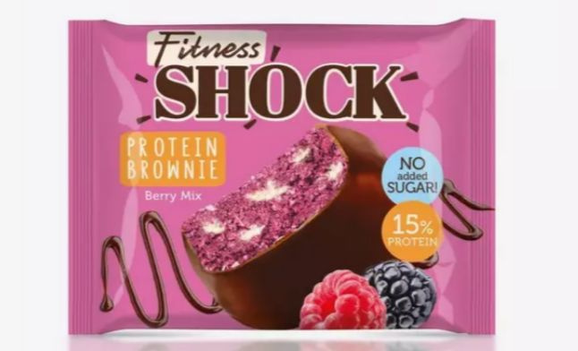 Протеиновое печенье Брауни глазированный FitnesShock, 10шт*50 г - ягодный микс  #1