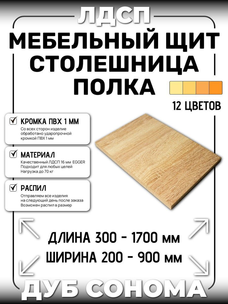 ЛДСП 16 мм ДУБ СОНОМА 1350х550мм (полка, мебельный щит, столешница)  #1