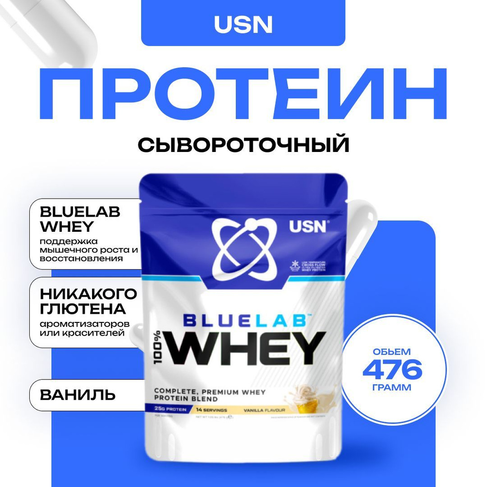 USN Протеин сывороточный, BlueLab Whey 476 грамм (Ваниль) #1