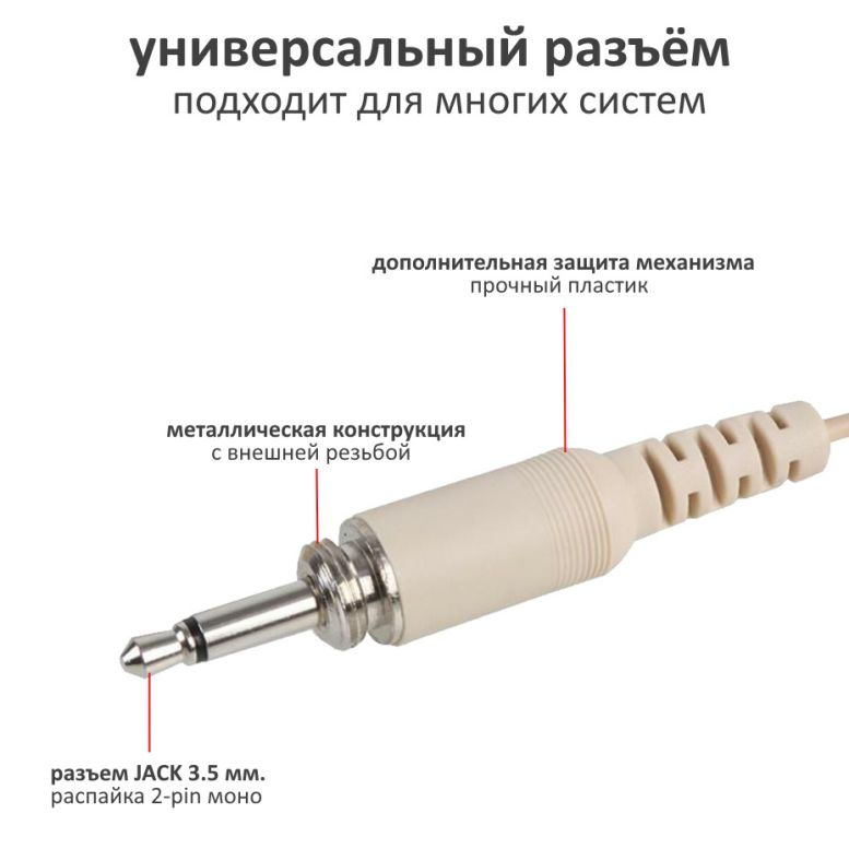 Разъем мини джек 3,5 мм. 2-pin с внешней резьбой