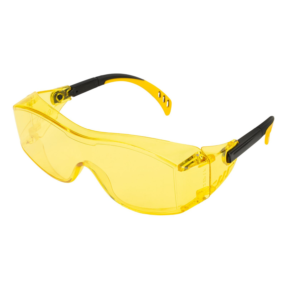 Очки защитные открытые, поликарбонатные, увеличенная желтая линза, регулируемые дужки // Denzel 89202 #1