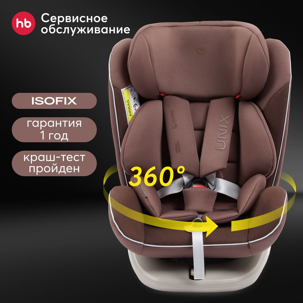 Автокресло детское поворотное на 360, Unix Happy Baby группа 0+/1/2/3 (от 0 до 36 кг), крепление isofix #1