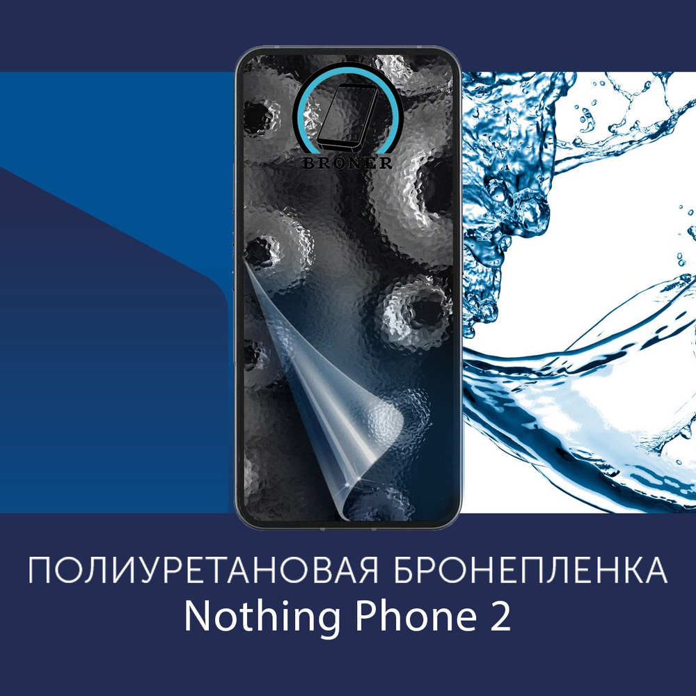 Полиуретановая бронепленка для Nothing Phone 2, 2a, + / Защитная плёнка на экран, совместима с чехлом, #1