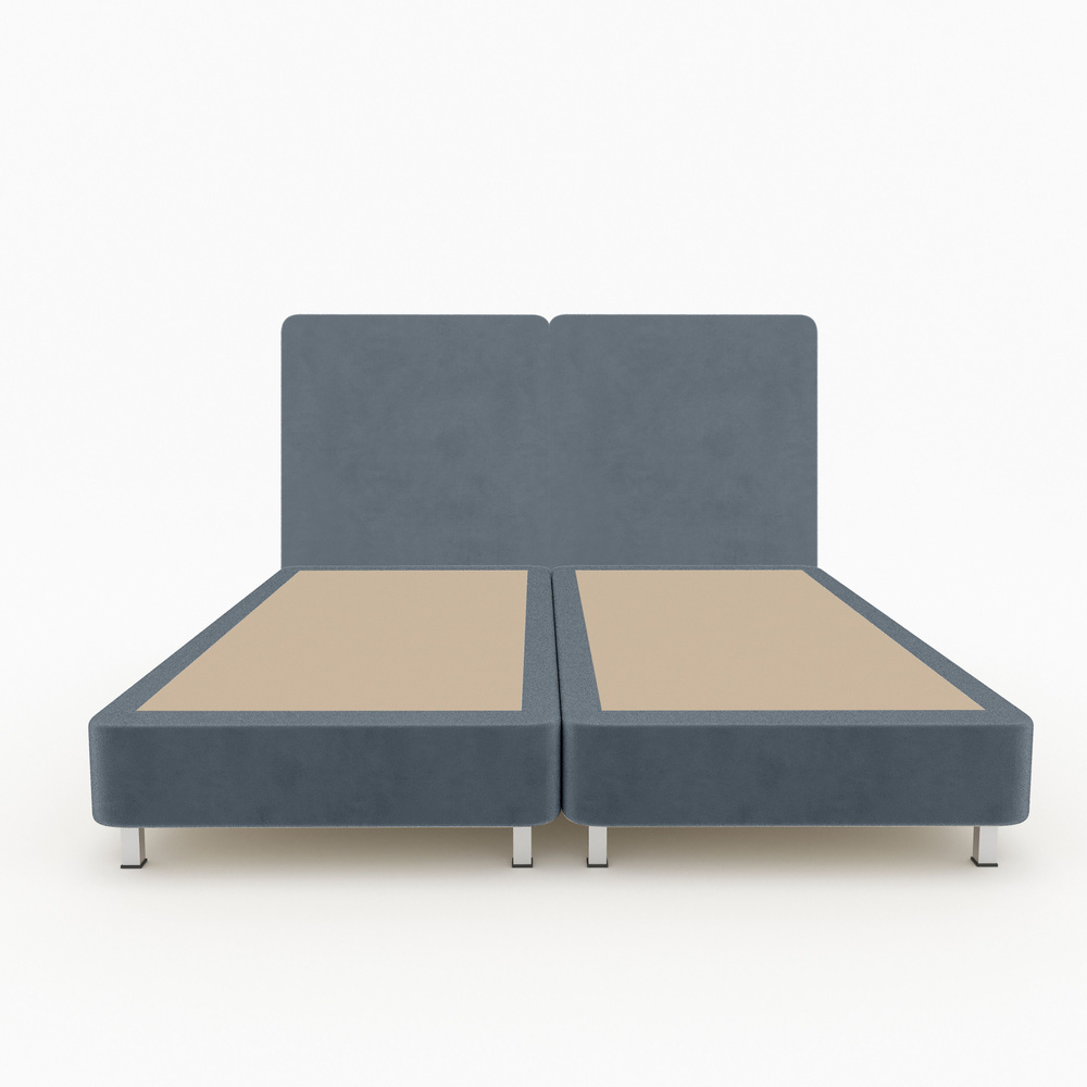 Двуспальная кровать ФОКУС- мебельная фабрика BOX SPRING с Изголовьем 161х207х30 см серый велюр + спинка #1