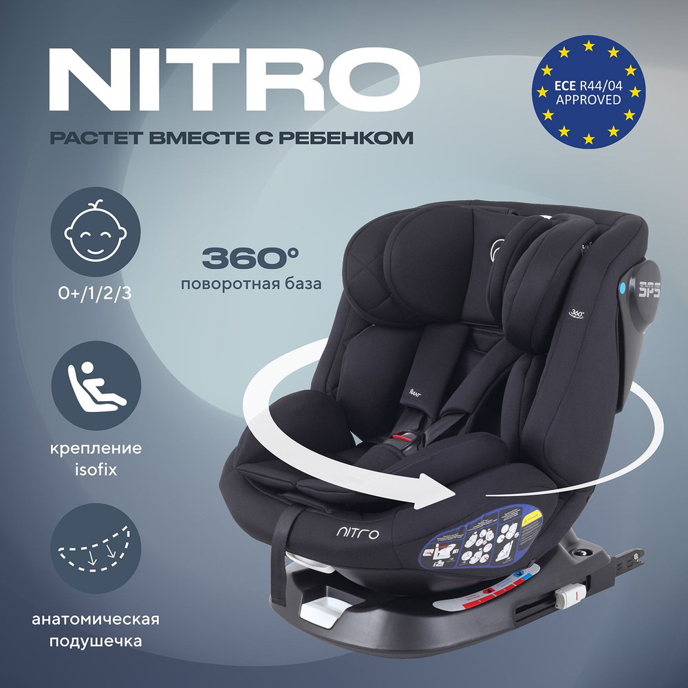 Автокресло Rant Nitro isofix UB619 группа 0+/1/2/3 от 0 до 12 лет вес 0-36 кг рост 40-145 см, Black  #1